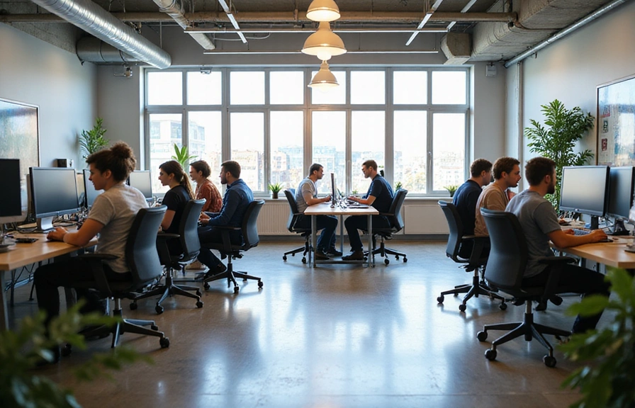 Ufficio moderno di Programmazione IT con team al lavoro